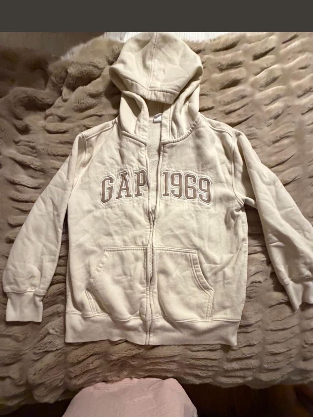 GAP Kids Cream Full-Zip Hoodie with '1969' Chest Logo